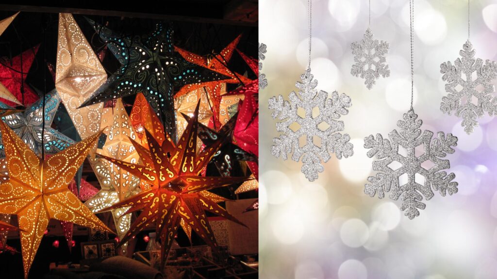 Artificial Stars And Snowflakes For Christmas Decoration