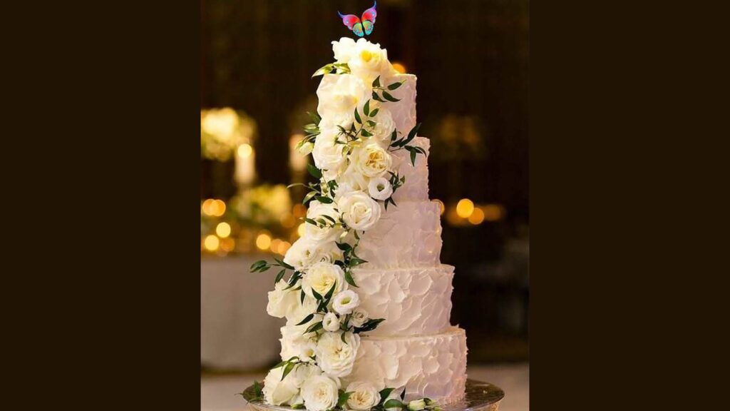 Floral Base Glamorous Wedding Cake