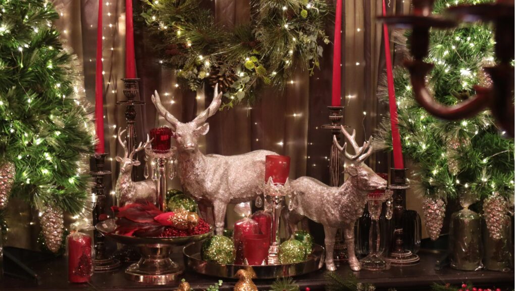 Glittering Reindeers For Christmas Decoration