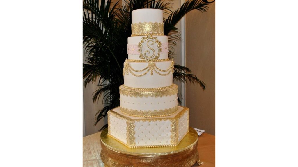 Gold Octagon Wedding Cake