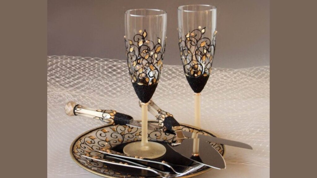 Toasting Flutes and Cake Server Set