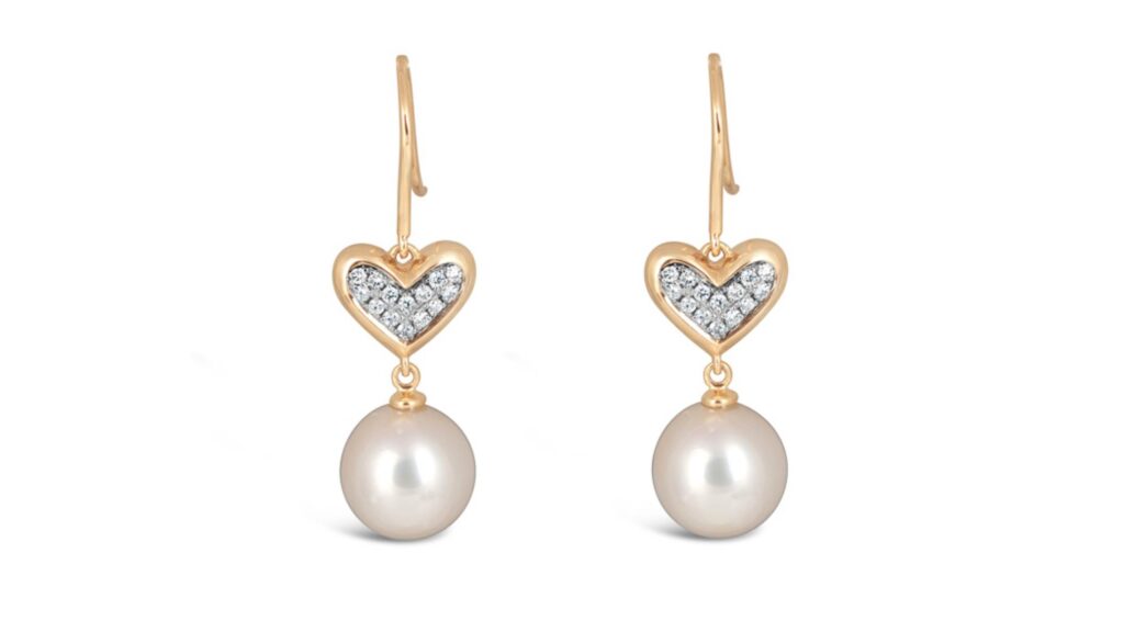 Heart Shaped Gold And Pearl Earrings