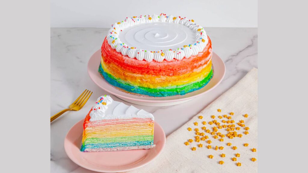 Rainbow Crepe Valentines Cake