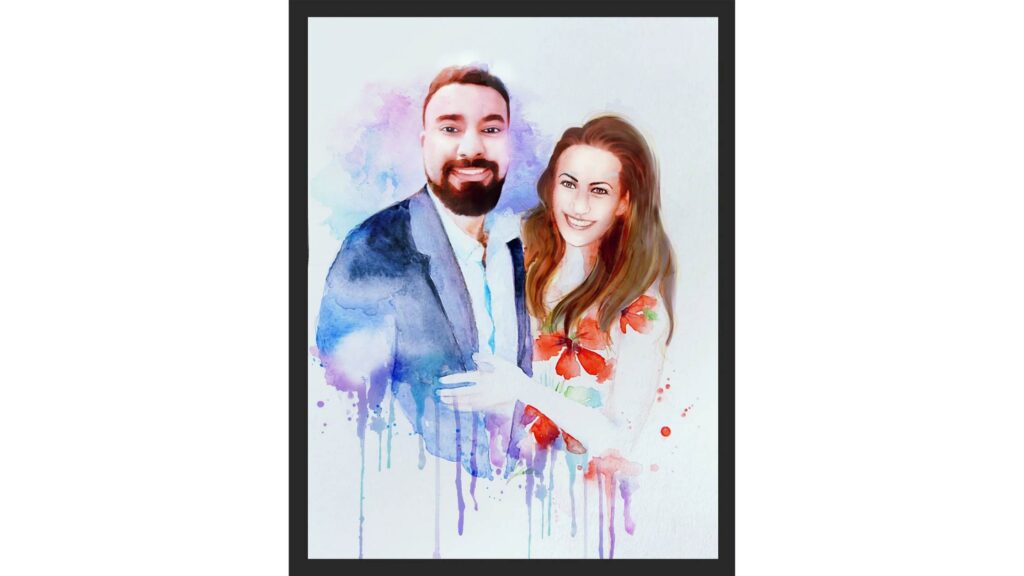 Watercolor Couple Portrait Romantic Gift