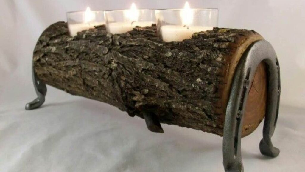 Wooden Log Candle Holder Handmade Gift