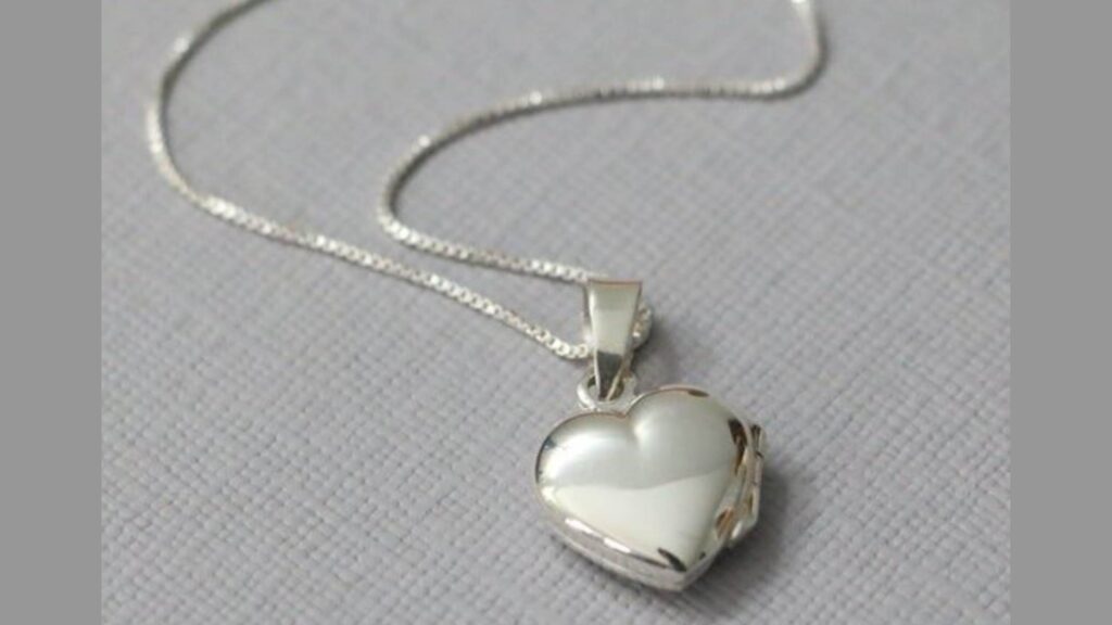 Silver Necklace With A Heart-Shaped Locket