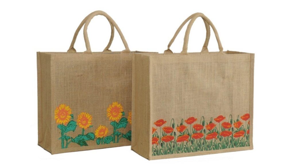 Floral Printed Jute Bag