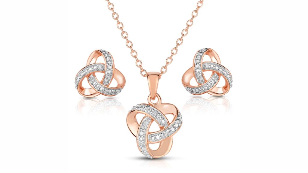 Infinity Love Knot Stud Earring & Necklace