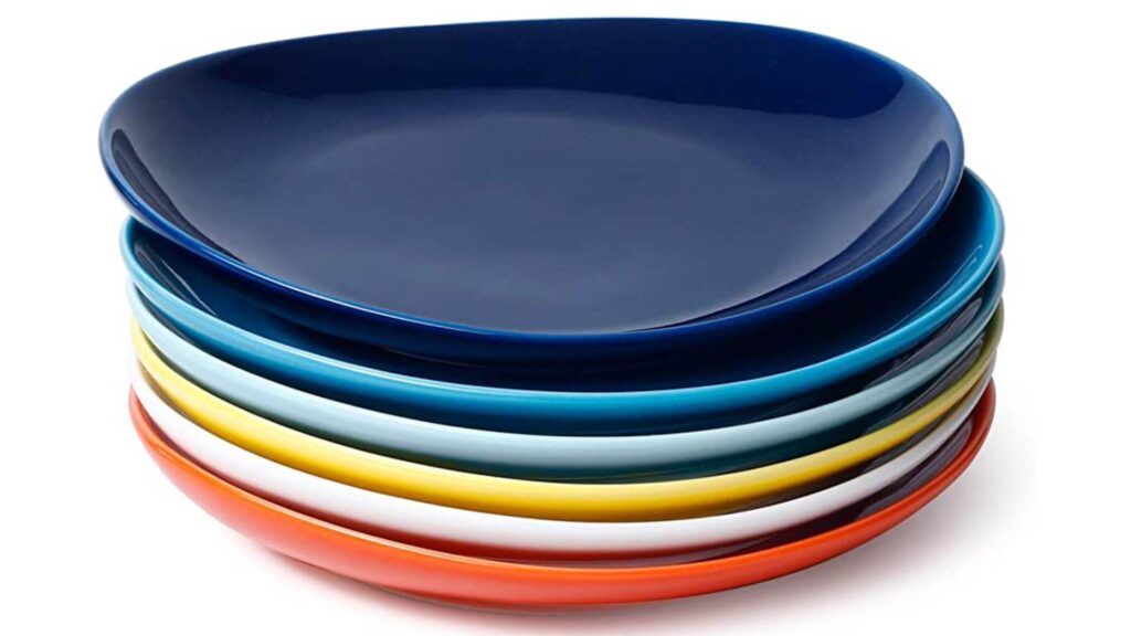 Six Multi Colored Porcelain Dessert Plates