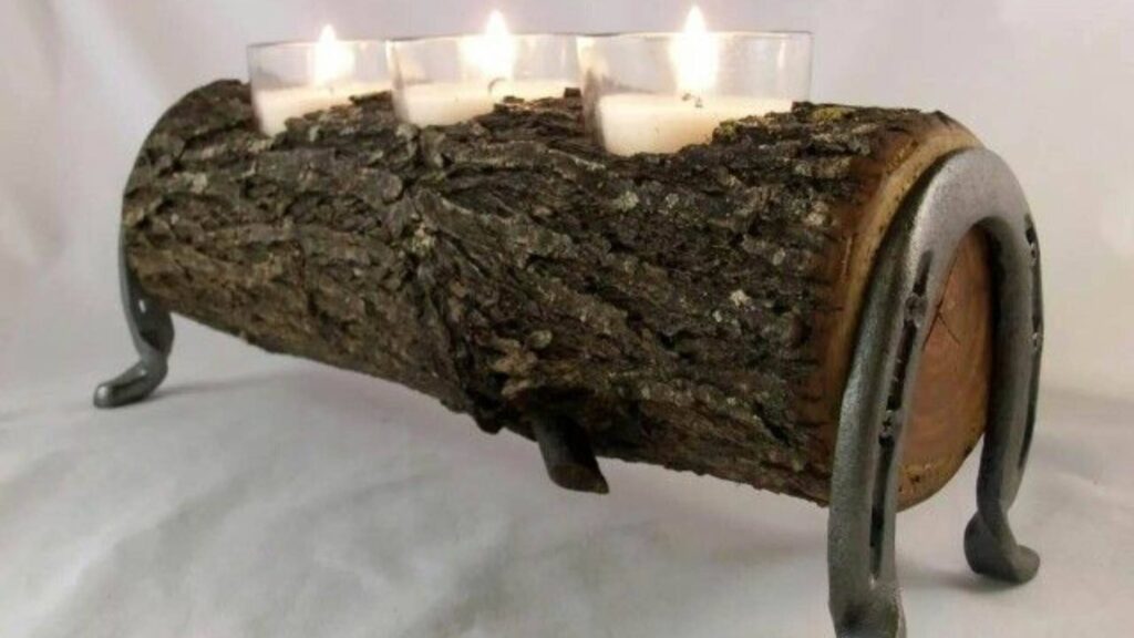 Wooden Log Candle Holder