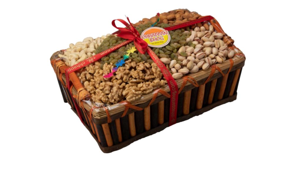 Brown Square Assorted Dry Fruit Basket