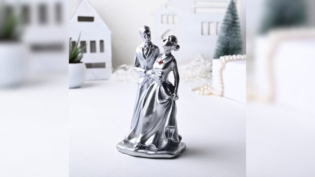 Vibrant Silver Couple Statue